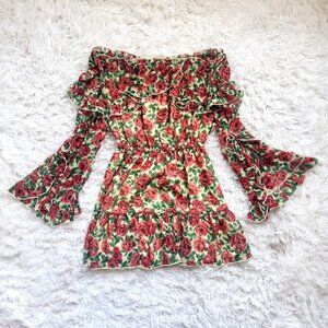 NWT: Topshop Petite Ruffle Mini Dress in Rose Pink | Off-Shoulder | Size 6